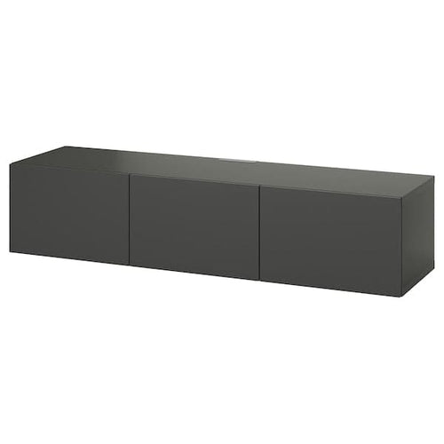 BESTÅ - TV bench with doors, dark grey/Lappviken dark grey, 180x42x38 cm