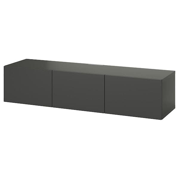 BESTÅ - TV bench with doors, dark grey/Lappviken dark grey, 180x42x38 cm