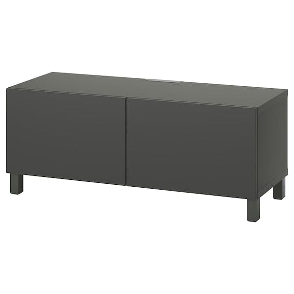 BESTÅ - TV bench with doors, dark grey/Lappviken/Stubbarp dark grey, 120x42x48 cm - best price from Maltashopper.com 49504607