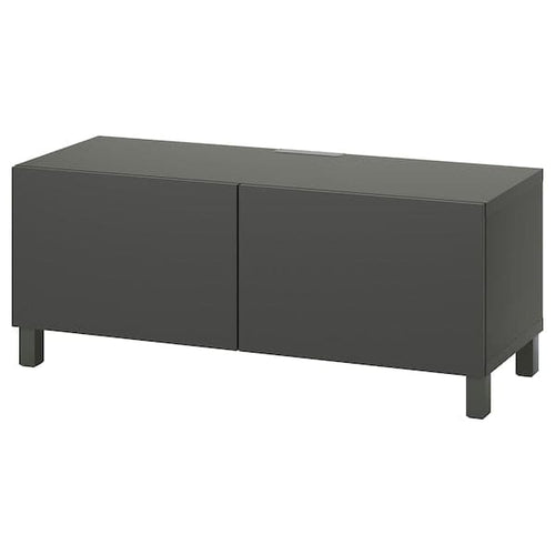 BESTÅ - TV bench with doors, dark grey/Lappviken/Stubbarp dark grey, 120x42x48 cm