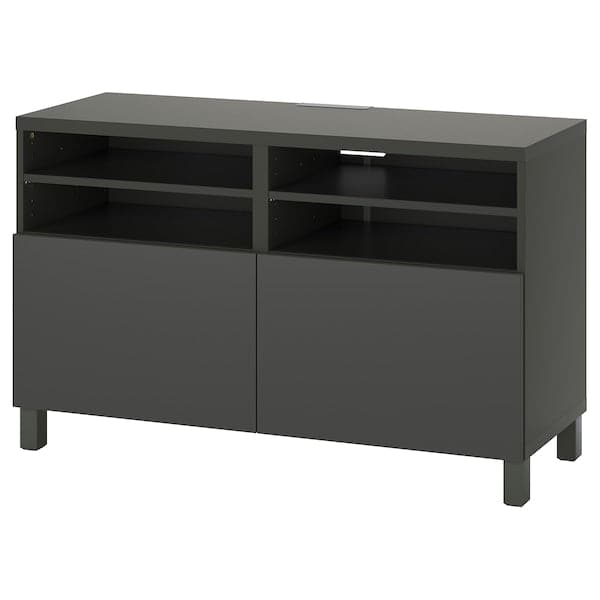 BESTÅ - TV bench with doors, dark grey/Lappviken/Stubbarp dark grey, 120x42x74 cm - best price from Maltashopper.com 09506095