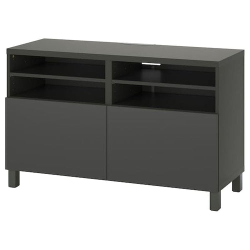 BESTÅ - TV bench with doors, dark grey/Lappviken/Stubbarp dark grey, 120x42x74 cm