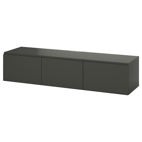 BESTÅ - TV bench with doors, dark grey/Västerviken dark grey, 180x42x38 cm