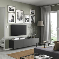 BESTÅ - TV bench with doors, dark grey/Västerviken dark grey, 180x42x38 cm - best price from Maltashopper.com 49507899