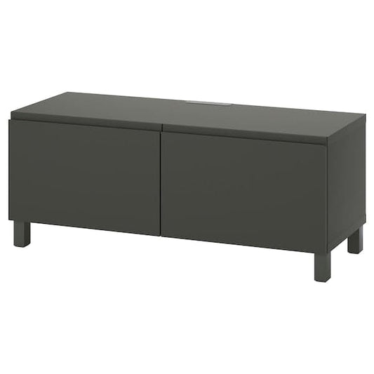 Ikea BESTÅ - TV bench with doors, dark grey/Västerviken/Stubbarp dark grey, 120x42x48 cm