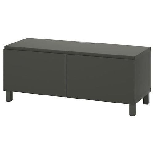 BESTÅ - BESTÅ TV bench with doors, dark grey/Västerviken/Stubbarp dark grey, 120x42x48 cm
