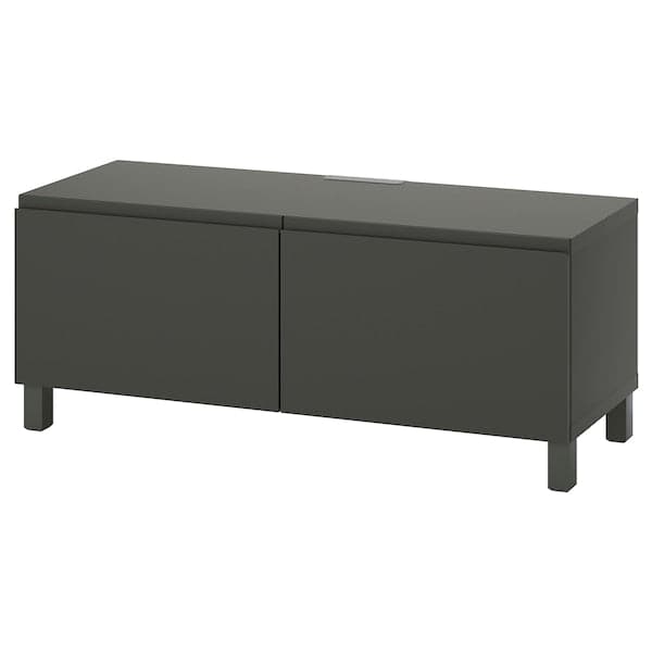 BESTÅ - TV bench with doors, dark grey/Västerviken/Stubbarp dark grey, 120x42x48 cm