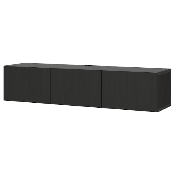 BESTÅ - TV bench with doors, black-brown/Lappviken black-brown
