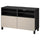 BESTÅ - BESTÅ TV bench with doors, black-brown/Lappviken/Stubbarp light grey/beige, 120x42x74 cm
