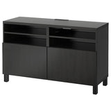 BESTÅ TV bench with doors, black-brown/Lappviken/Stubbarp black-brown, 120x42x74 cm