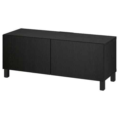 BESTÅ - TV bench with doors, black-brown/Lappviken/Stubbarp black-brown, 120x42x48 cm