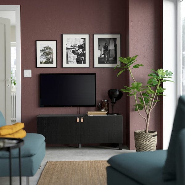 Ikea BESTÅ - TV bench with doors, black-brown/Lappviken/Stubbarp black-brown, 120x42x48 cm