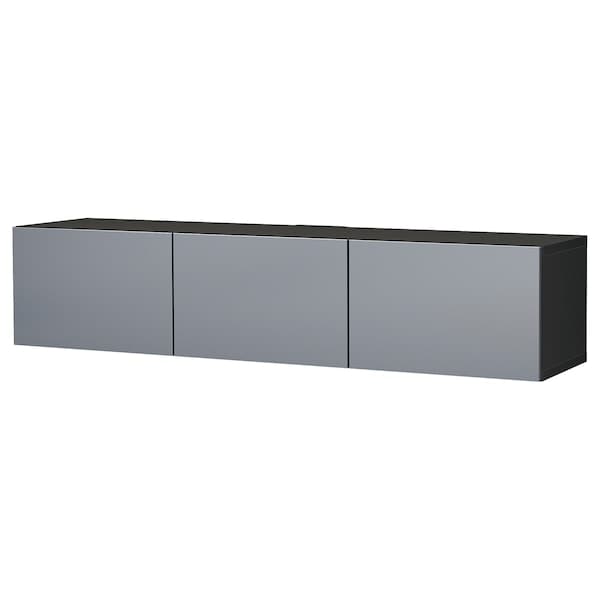 BESTÅ - TV bench with doors, black-brown/Riksviken brushed dark pewter effect, 180x42x38 cm - best price from Maltashopper.com 29422189