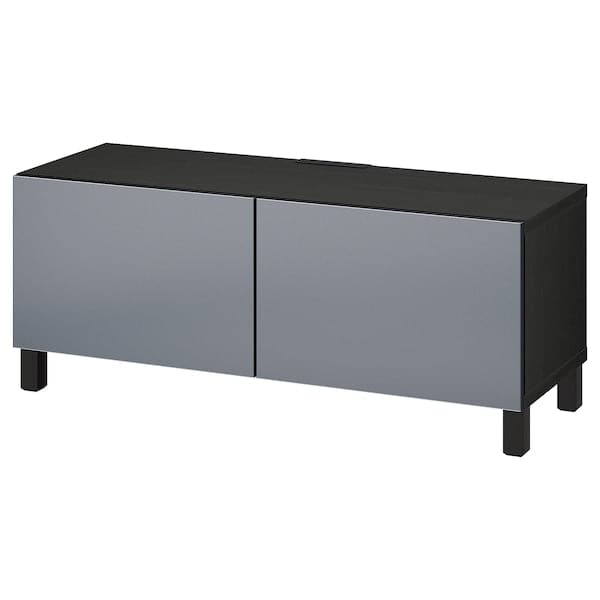 BESTÅ - TV bench with doors, black-brown/Riksviken/Stubbarp brushed dark pewter effect, 120x42x48 cm - best price from Maltashopper.com 39419898