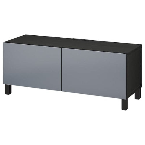 BESTÅ - TV bench with doors, black-brown/Riksviken/Stubbarp brushed dark pewter effect, 120x42x48 cm