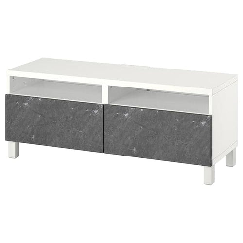 BESTÅ - TV bench with drawers, white/Bergsviken/Stubbarp black, 120x42x48 cm