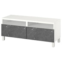 BESTÅ - TV bench with drawers, white/Bergsviken/Stubbarp black, 120x42x48 cm - best price from Maltashopper.com 89420007