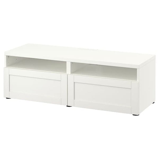 Ikea BESTÅ - TV bench with drawers, white/Hanviken white, 120x42x39 cm