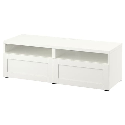 BESTÅ - TV bench with drawers, white/Hanviken white, 120x42x39 cm