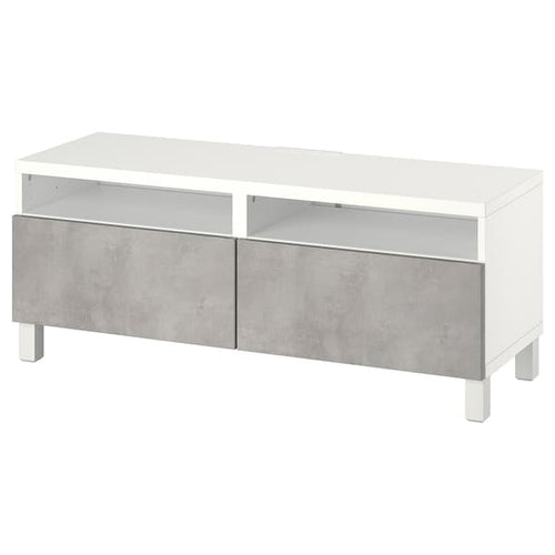 BESTÅ - TV bench with drawers, white/Kallviken/Stubbarp light grey, 120x42x48 cm