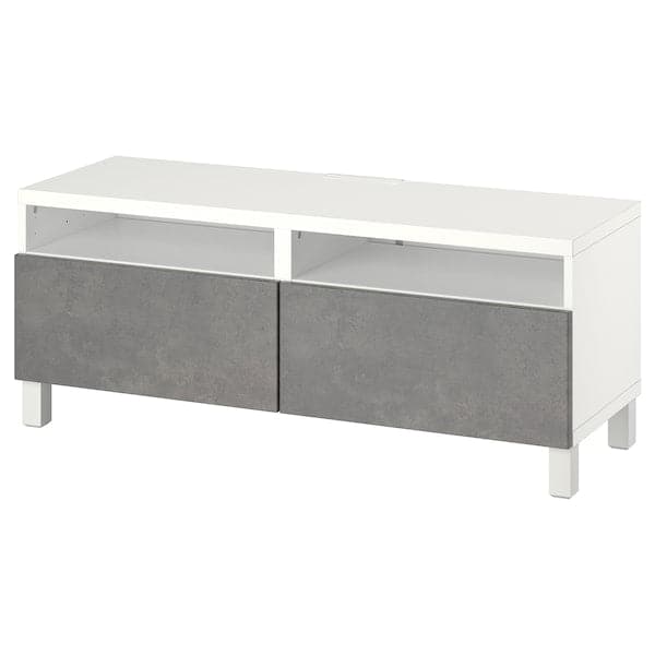 Ikea BESTÅ - TV bench with drawers, white/Kallviken/Stubbarp dark grey, 120x42x48 cm