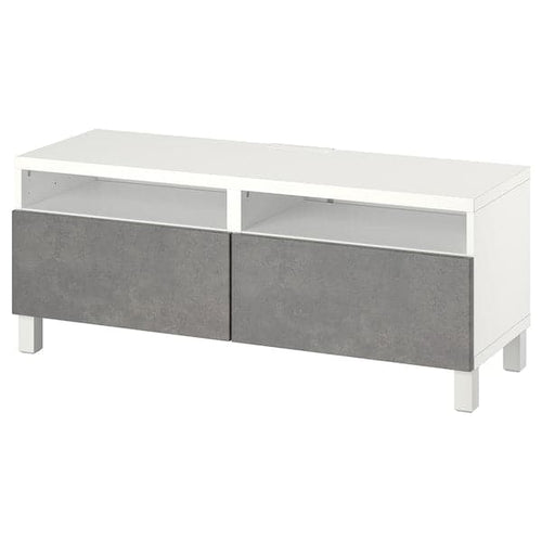 BESTÅ - TV bench with drawers, white/Kallviken/Stubbarp dark grey, 120x42x48 cm