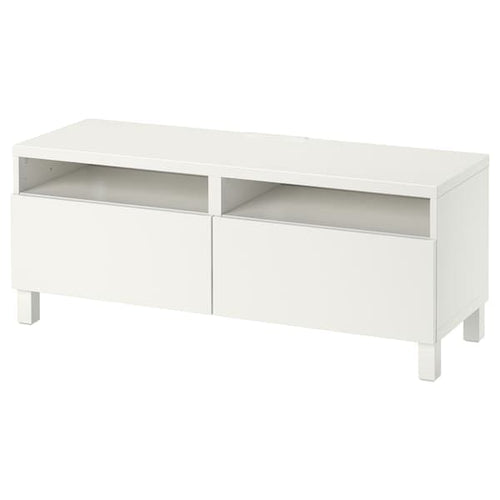 BESTÅ - TV bench with drawers, white/Lappviken/Stubbarp white, 120x42x48 cm