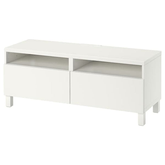 Ikea BESTÅ - TV bench with drawers, white/Lappviken/Stubbarp white, 120x42x48 cm