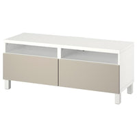 BESTÅ - TV bench with drawers, white/Lappviken/Stubbarp light grey/beige, 120x42x48 cm - best price from Maltashopper.com 79419938