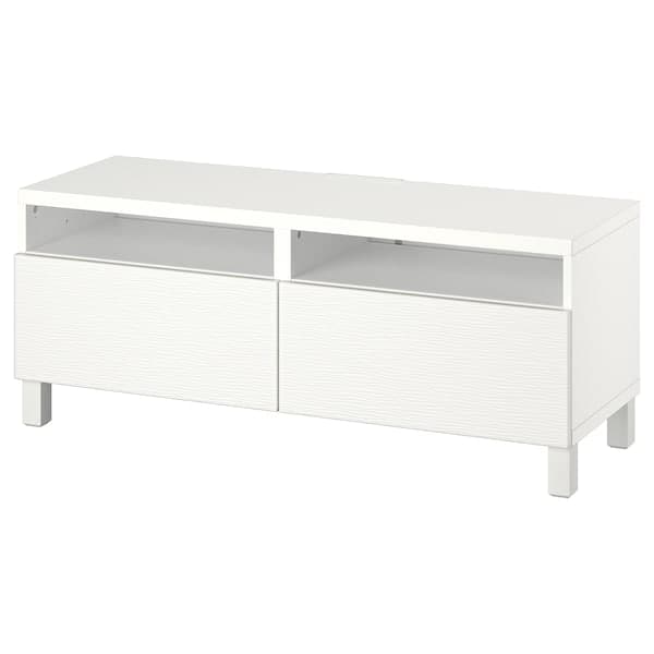 BESTÅ - TV bench with drawers, white/Laxviken/Stubbarp white, 120x42x48 cm - best price from Maltashopper.com 19419941