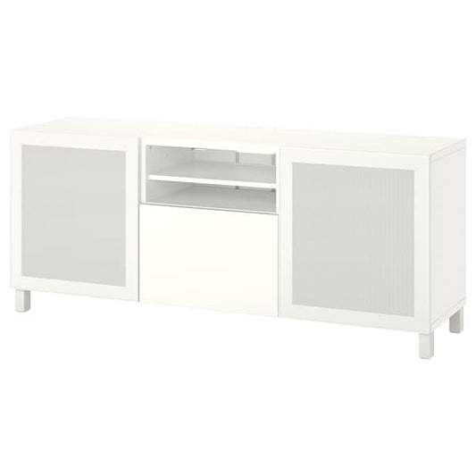 Ikea BESTÅ - TV bench with drawers, white Mörtviken/Lappviken/Stubbarp white, 180x42x74 cm