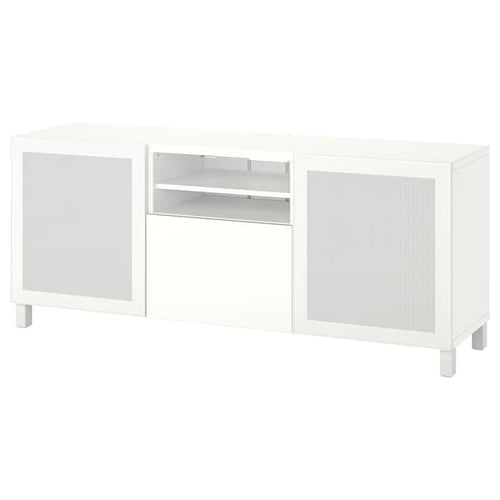 BESTÅ TV bench with drawers, white Mörtviken/Lappviken/Stubbarp white, 51x74x32.5 cm