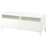 BESTÅ TV bench with drawers, white/Selsviken high-gloss/white, 120x42x48 cm