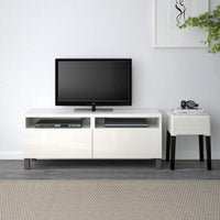 BESTÅ - TV bench with drawers, white/Selsviken/Stubbarp dark grey, 120x42x48 cm - best price from Maltashopper.com 59428967