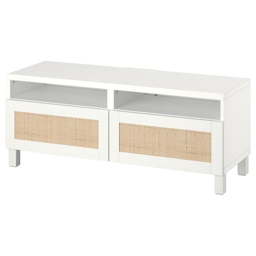 BESTÅ - TV bench with drawers, white/Studsviken/Stubbarp white, 120x42x48 cm