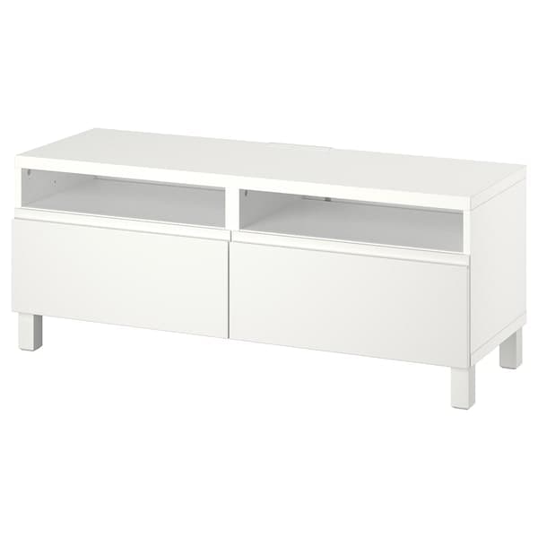 Ikea BESTÅ - TV bench with drawers, white/Västerviken/Stubbarp white, 120x42x48 cm