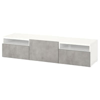 BESTÅ - TV bench with drawers and door, white/Kallviken light grey, 180x42x39 cm - best price from Maltashopper.com 79420300