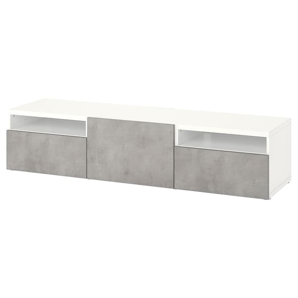 Ikea BESTÅ - TV bench with drawers and door, white/Kallviken light grey, 180x42x39 cm