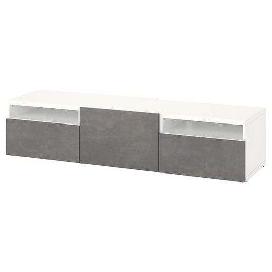 Ikea BESTÅ - TV bench with drawers and door, white/Kallviken dark grey, 180x42x39 cm