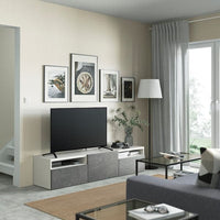 BESTÅ - TV bench with drawers and door, white/Kallviken dark grey, 180x42x39 cm - best price from Maltashopper.com 59435901