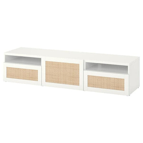 BESTÅ - TV bench with drawers and door, white/Studsviken white, 180x42x39 cm