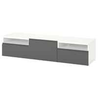 BESTÅ - TV bench with drawers and door, white/Västerviken dark grey, 180x42x39 cm - best price from Maltashopper.com 19434753