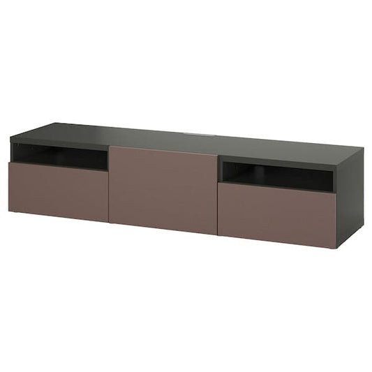 Ikea BESTÅ - TV cabinet with drawers and door, dark grey/Hjortviken brown, , 180x42x39 cm