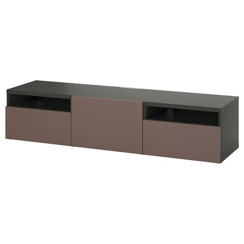 BESTÅ - TV cabinet with drawers and door, dark grey/Hjortviken brown, , 180x42x39 cm