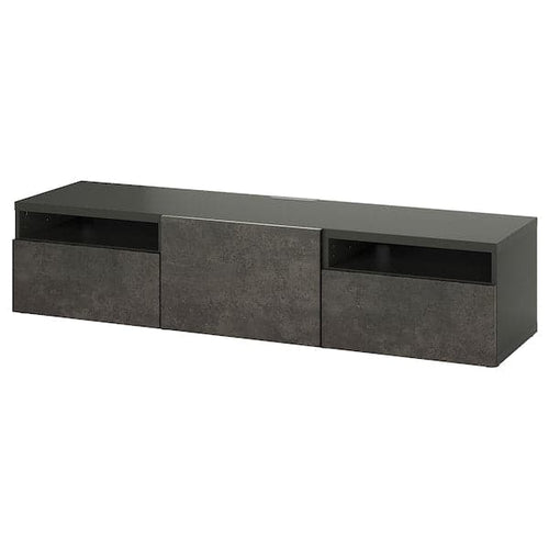 BESTÅ TV bench with drawers and door, dark grey/Kallviken dark grey, 180x42x39 cm
