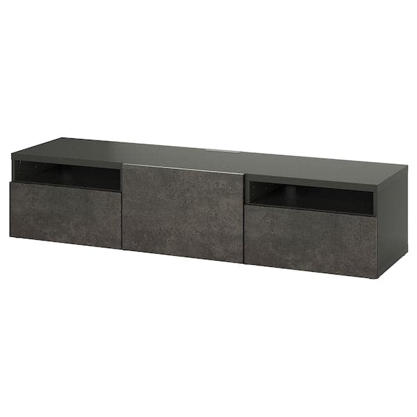 BESTÅ - TV bench with drawers and door, dark grey/Kallviken dark grey, 180x42x39 cm