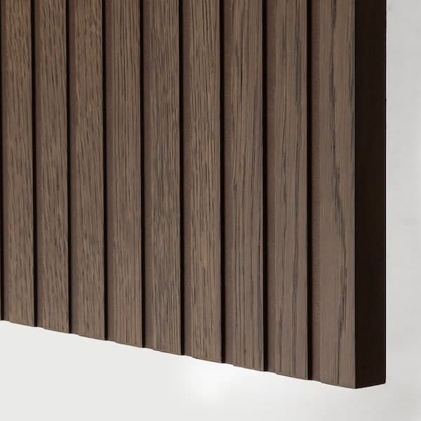 Ikea BESTÅ - TV bench with drawers and door, black-brown Björköviken/brown stained oak veneer, 180x42x39 cm