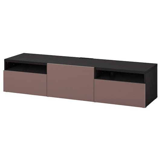Ikea BESTÅ TV cabinet with drawers and door - black-brown/Hjortviken brown 180x42x39 cm , 180x42x39 cm