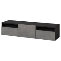 BESTÅ - TV bench with drawers and door, black-brown/Kallviken dark grey, 180x42x39 cm - best price from Maltashopper.com 09435885