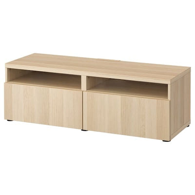 BESTÅ - TV bench with drawers, white stained oak effect/Lappviken white stained oak effect, 120x42x39 cm - best price from Maltashopper.com 49324357
